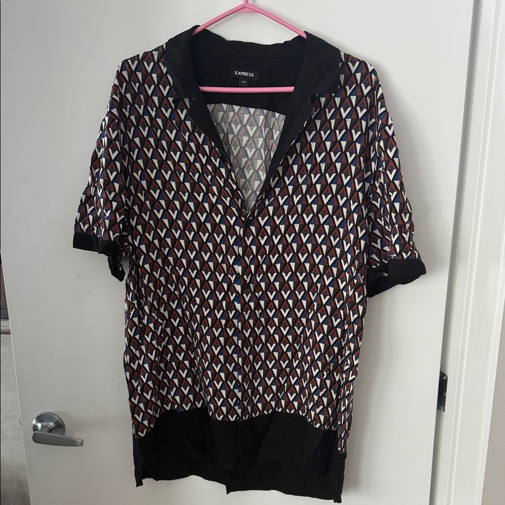 Express Black and White Patterned Blouse